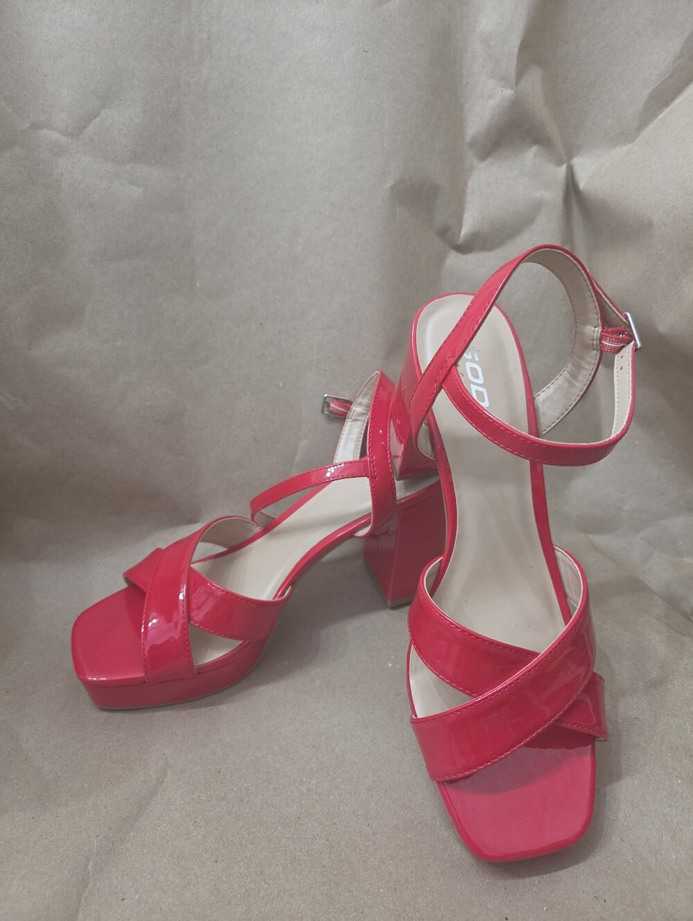 Women’s Spicy Red Block Heel Sandals with Ankle Strap